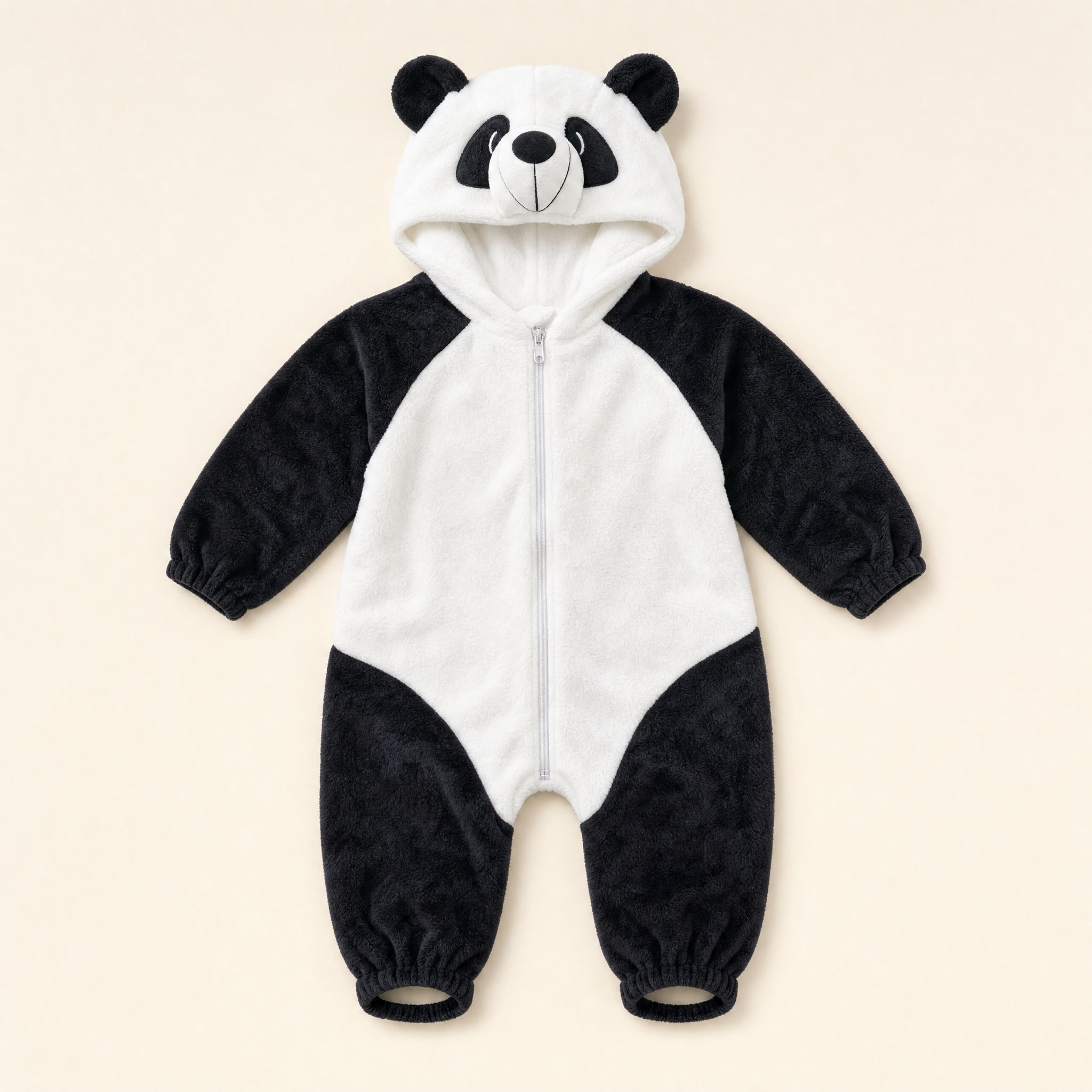 Panda plush one-piece product shown against a plain background